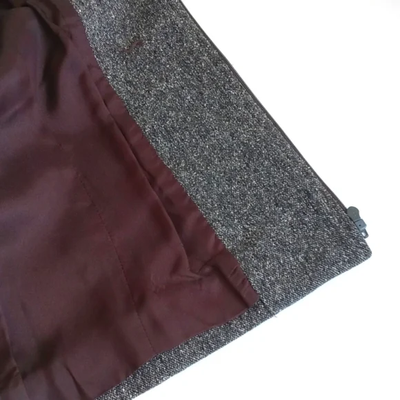 Ann Taylor Silk Wool Nylon Blend Grey Tweed Long Sleeve Zip Up Blazer 2 - Picture 4 of 10